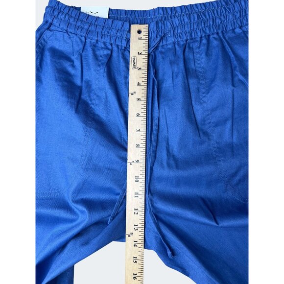 Banana Republic Poplin Relaxed Straight Ankle Pants Pull On Drawstring Blue M - Picture 8 of 15